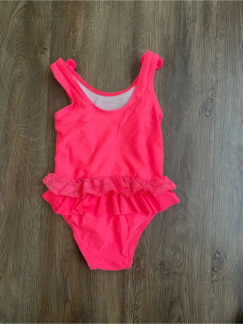 Cat & Jack Neon Pink Ruffle One-Piece Swimsuit Girls Size 4T